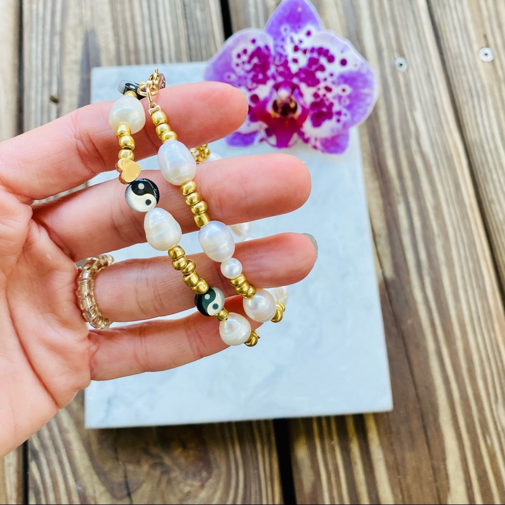 DANNIJO Valeria Bracelet Freshwater Pearl Yin Yang set NWT - Picture 12 of 16